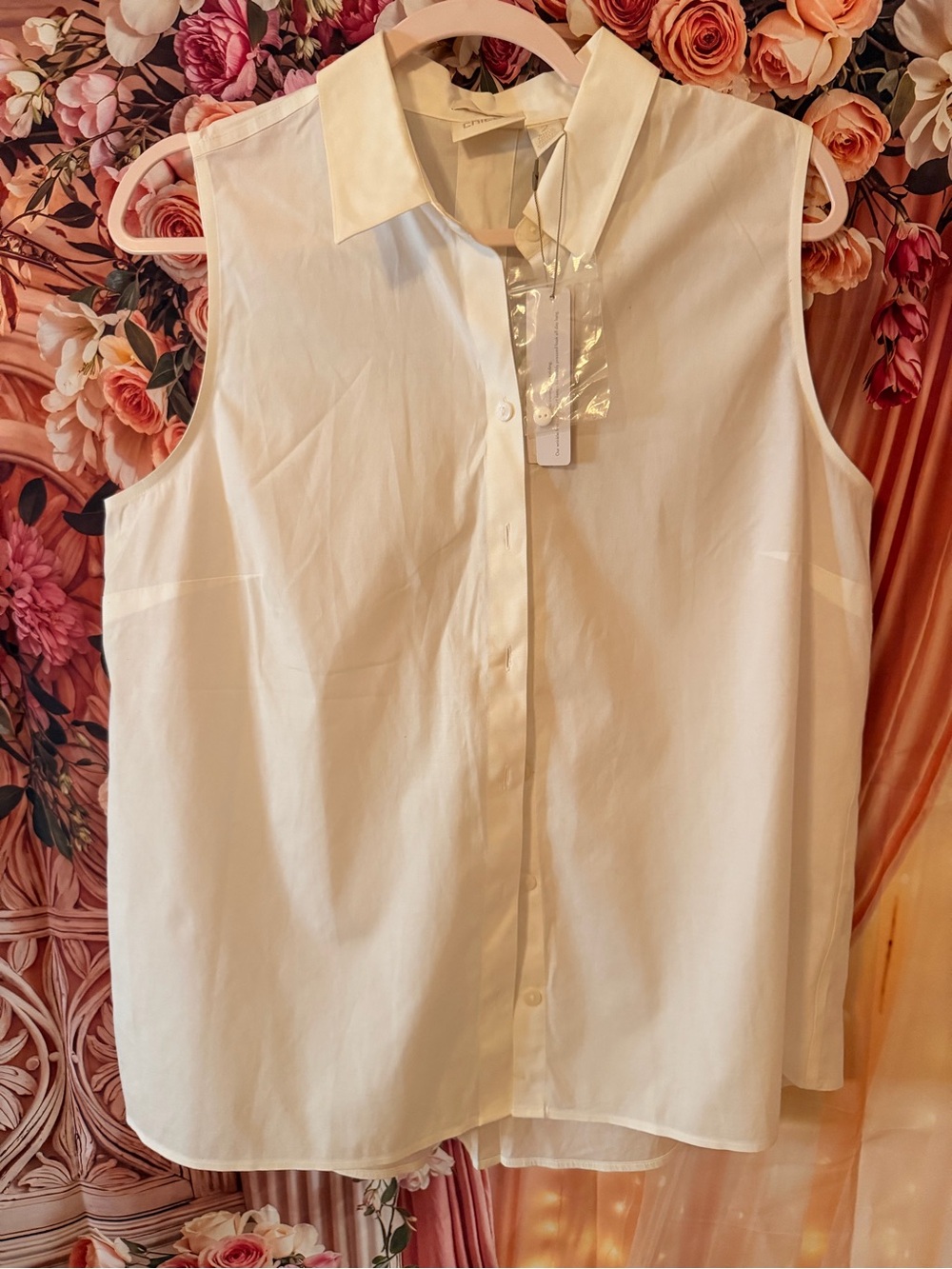 Chico's Sleeveless White Button-Down Shirt